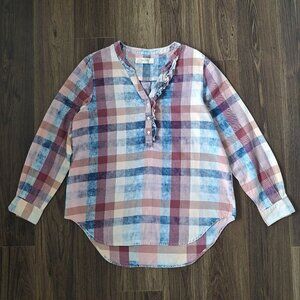 💙 Anthropologie Isabella Sinclair Soft Ruffle Hanley Top 100% Cotton Cottage